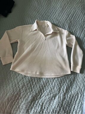 art class Cream Waffle Knit Collar Top